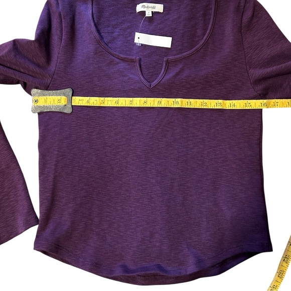 NWT Madewell Splitneck Long Sleeve Shirt Cropped Top Purple Heather Size Medium - Picture 10 of 11
